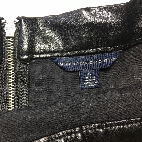 American Eagle Black Skater Faux Leather Mini Skirt - Picture 10 of 11